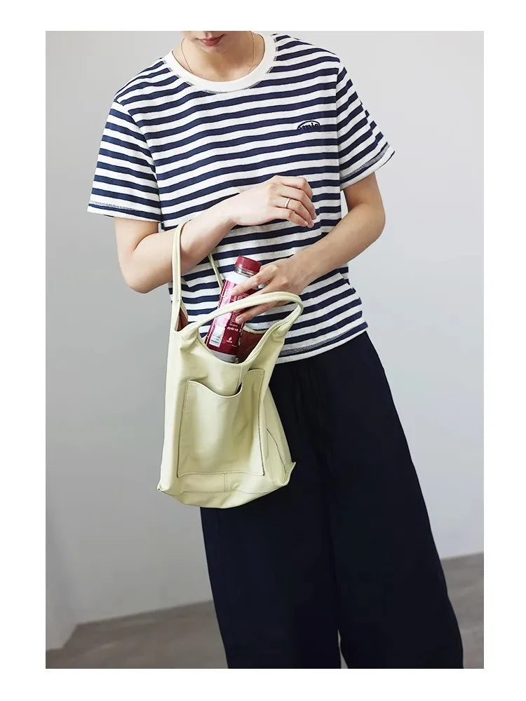 Leather Front Pocket Tote