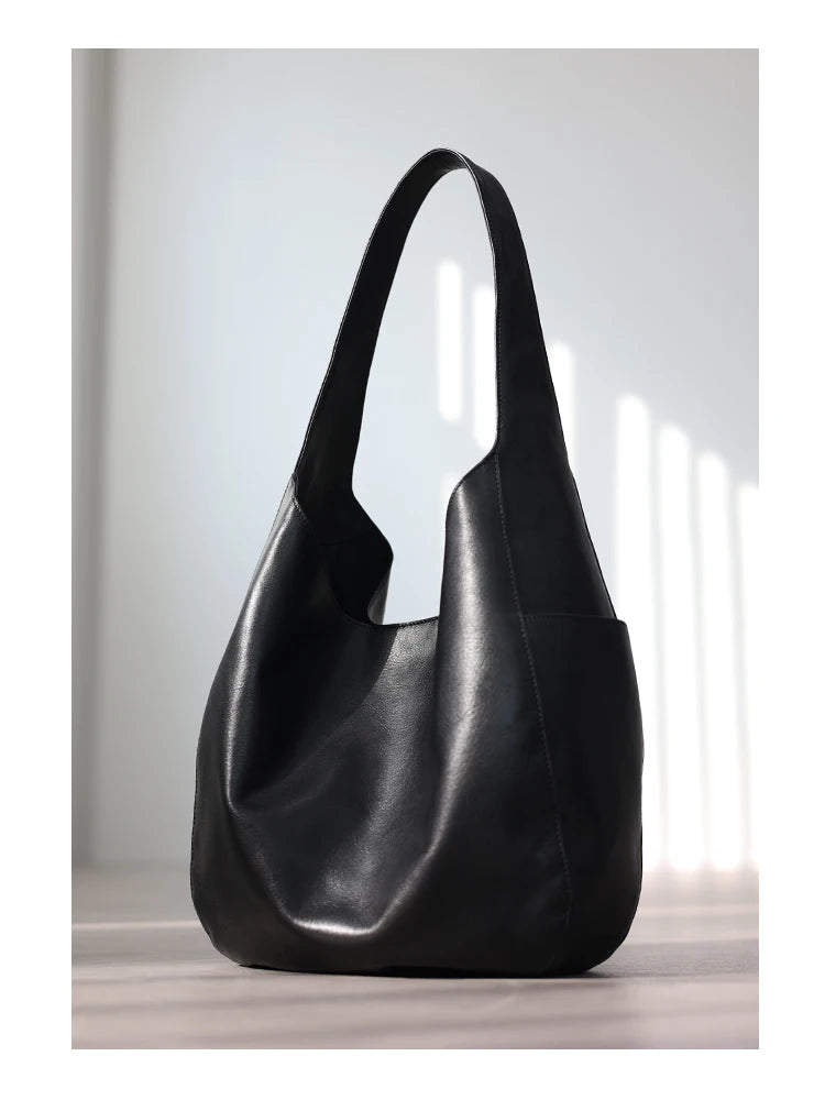 Slouchy Leather Shoulder Hobo Bag