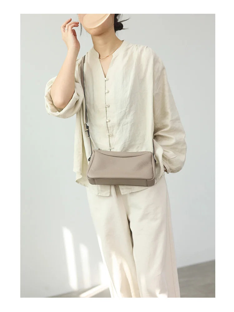 Zipper Leather Mini Crossbody Bag