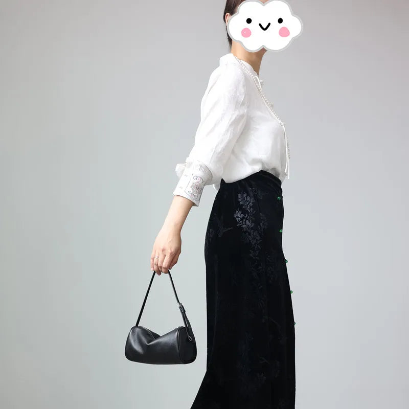 Leather Cylinder Shoulder Bag