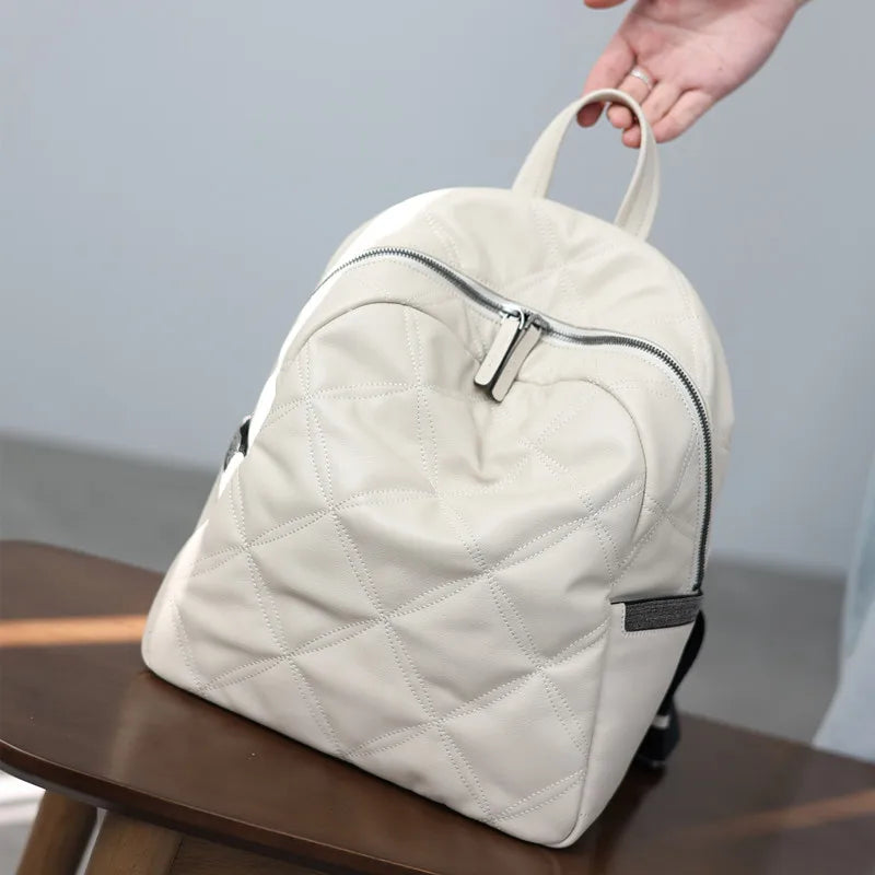 Quilted Leather Travel Backpack