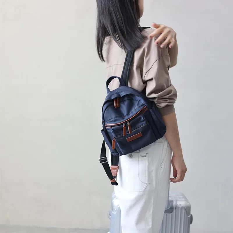 Nylon Leather Trim Travel Backpack