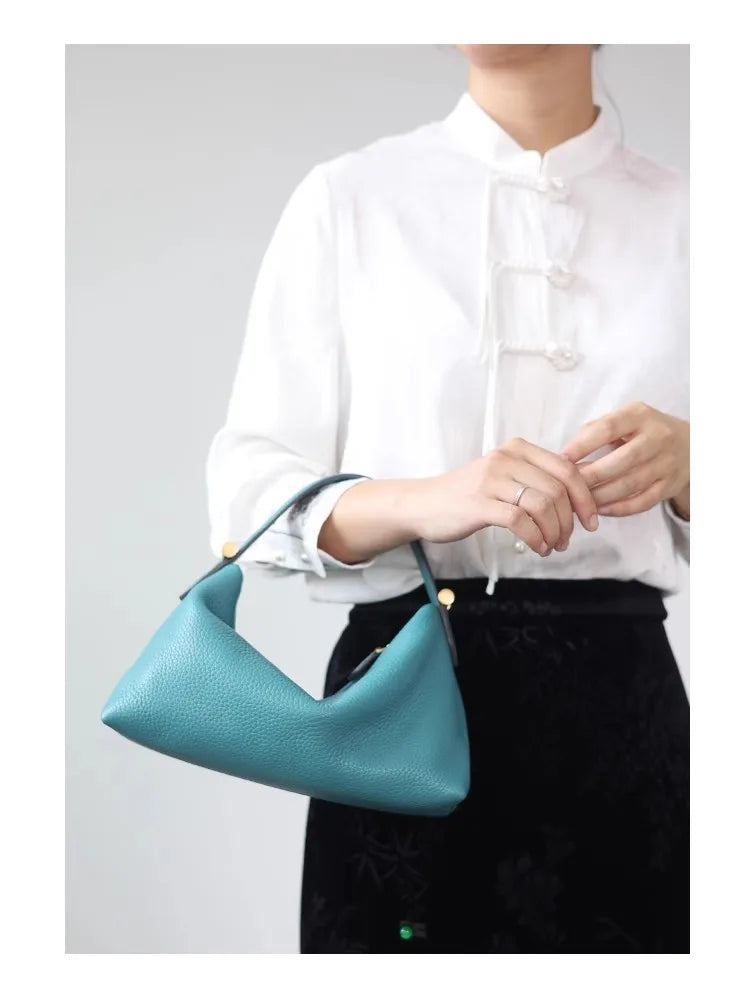 Pebbled Leather Crescent Bag
