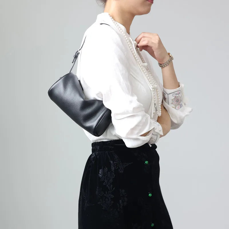 Leather Cylinder Shoulder Bag