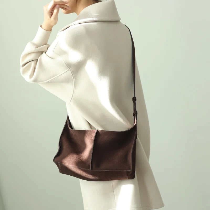 Suede Crescent Shoulder Bag