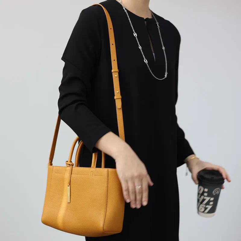 Pebbled Leather Crossbody Tote