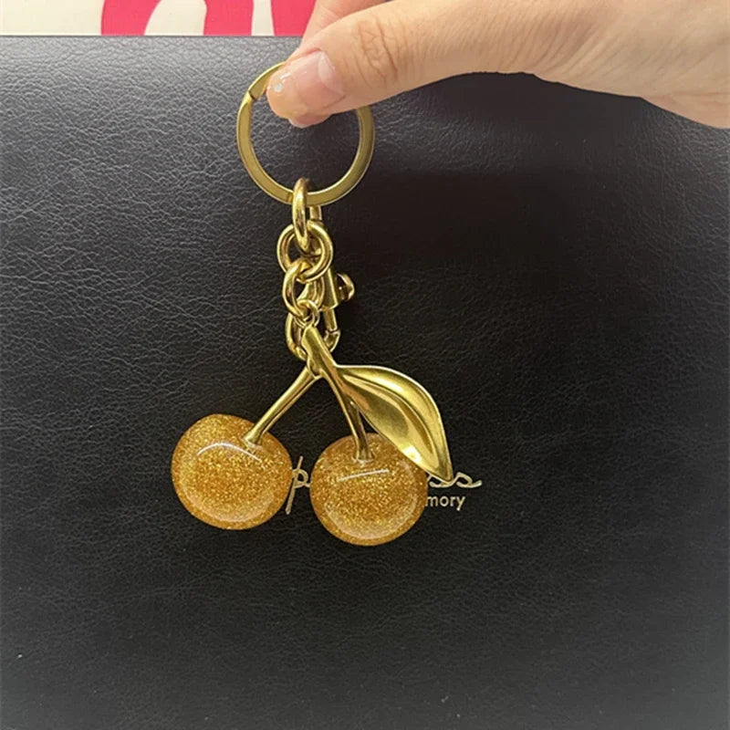 Sparkling Cherry Keychain Bag Charm