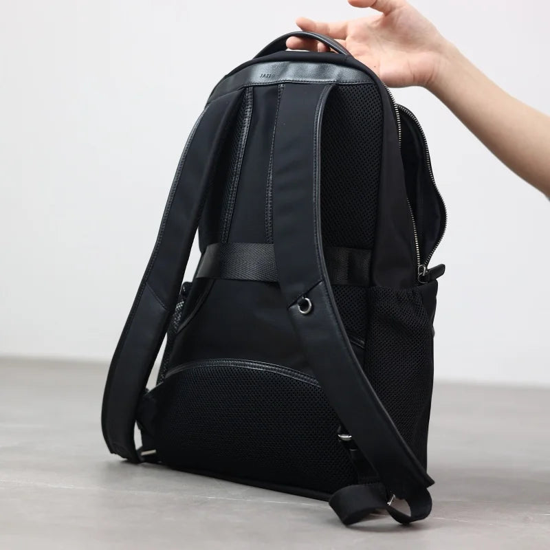 Laptop Nylon Leather Trim Backpack