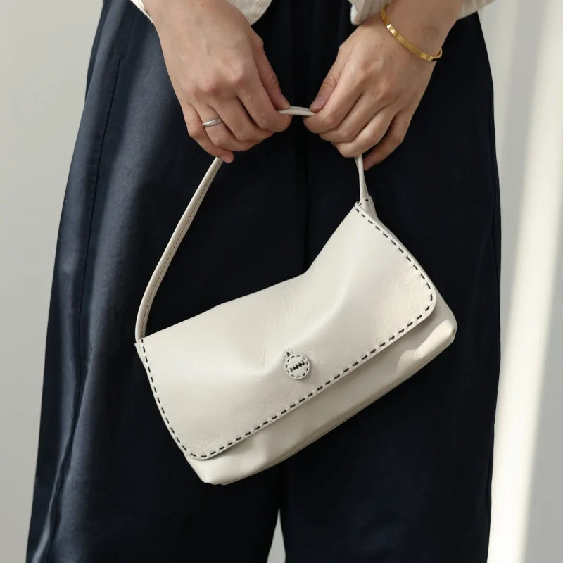 Stitched Leather Shoulder Bag
