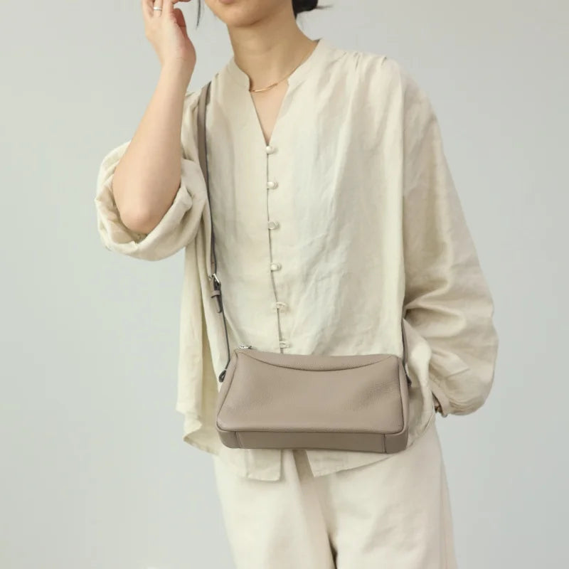 Zipper Leather Mini Crossbody Bag