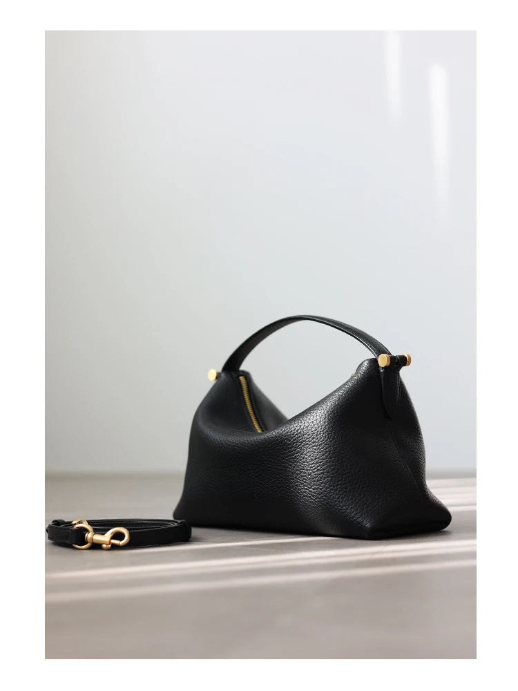 Pebbled Leather Crescent Bag