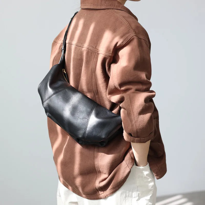 Leather Crescent Shoulder Bag
