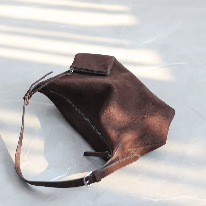Suede Leather Crossbody Tote