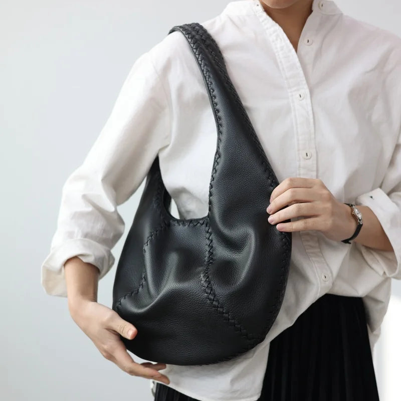 Woven Leather Hobo Bag