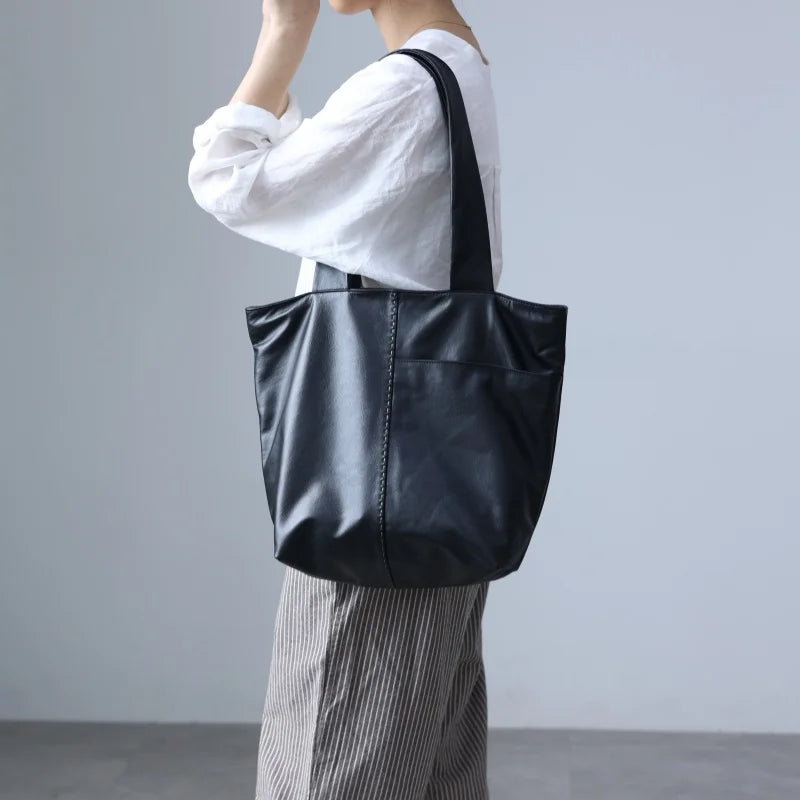 Large Leather Shoulder Tote
