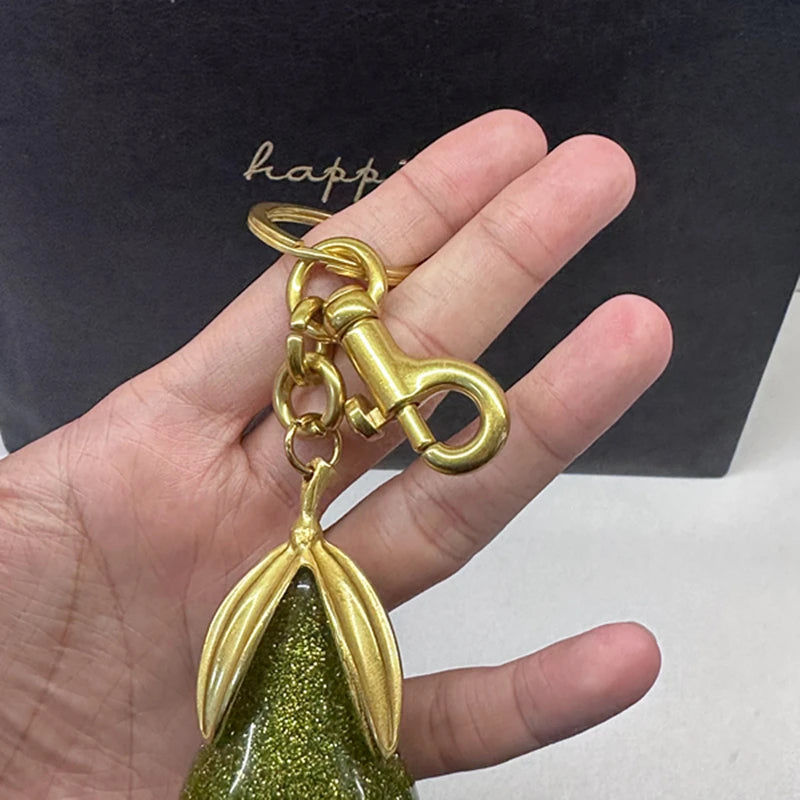 Crystal Pear Keychain Bag Charm