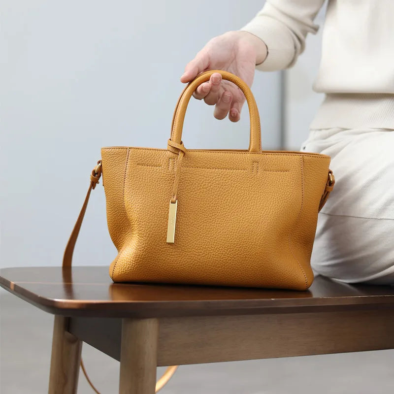 Pebbled Leather Crossbody Tote