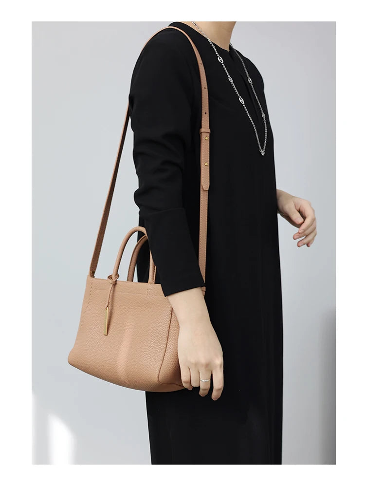 Pebbled Leather Crossbody Tote