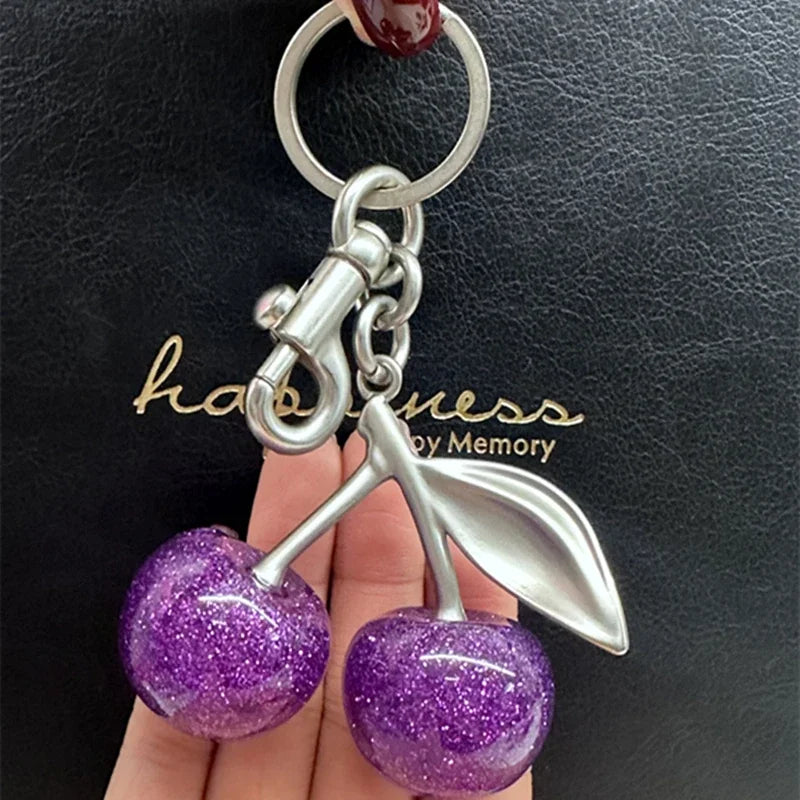 Crystal Cherry Pendant Bag Charm