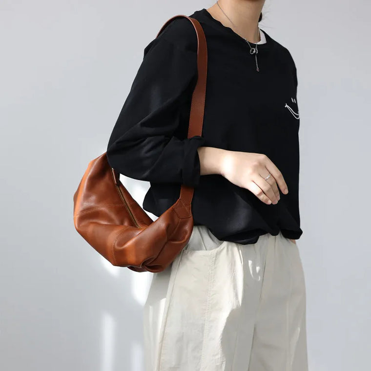Leather Crescent Shoulder Bag