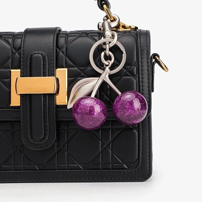 Crystal Cherry Pendant Bag Charm