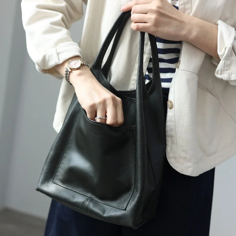 Leather Front Pocket Tote