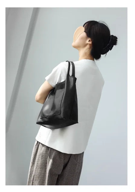 Leather Front Pocket Tote