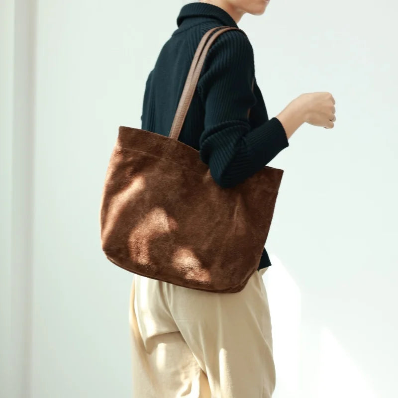 Suede Simple Shoulder Tote