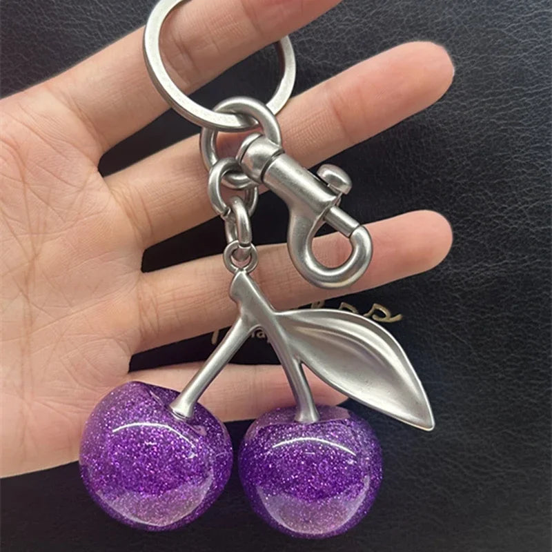 Crystal Cherry Pendant Bag Charm