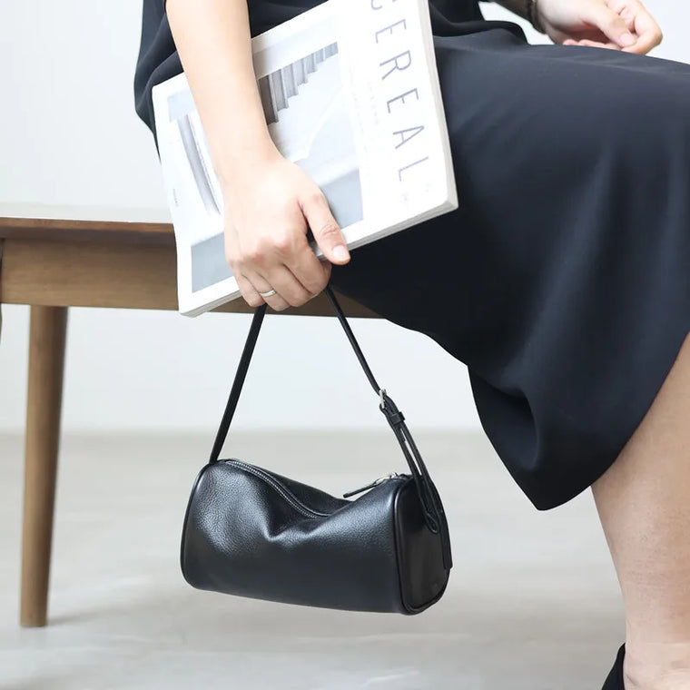 Leather Cylinder Shoulder Bag