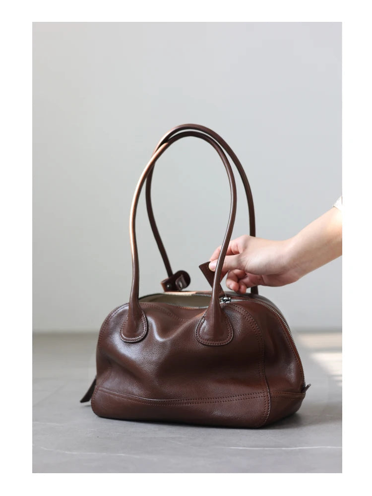 Leather Barrel Shoulder Bag