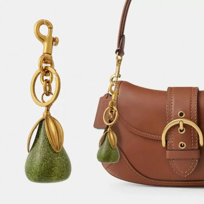 Crystal Pear Keychain Bag Charm