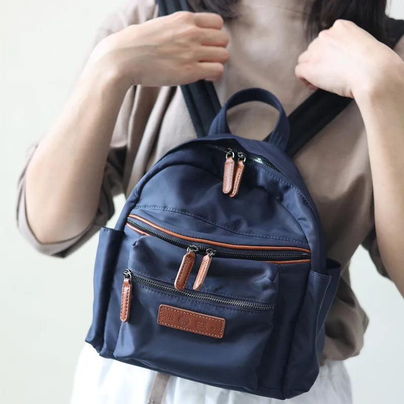 Nylon Leather Trim Travel Backpack
