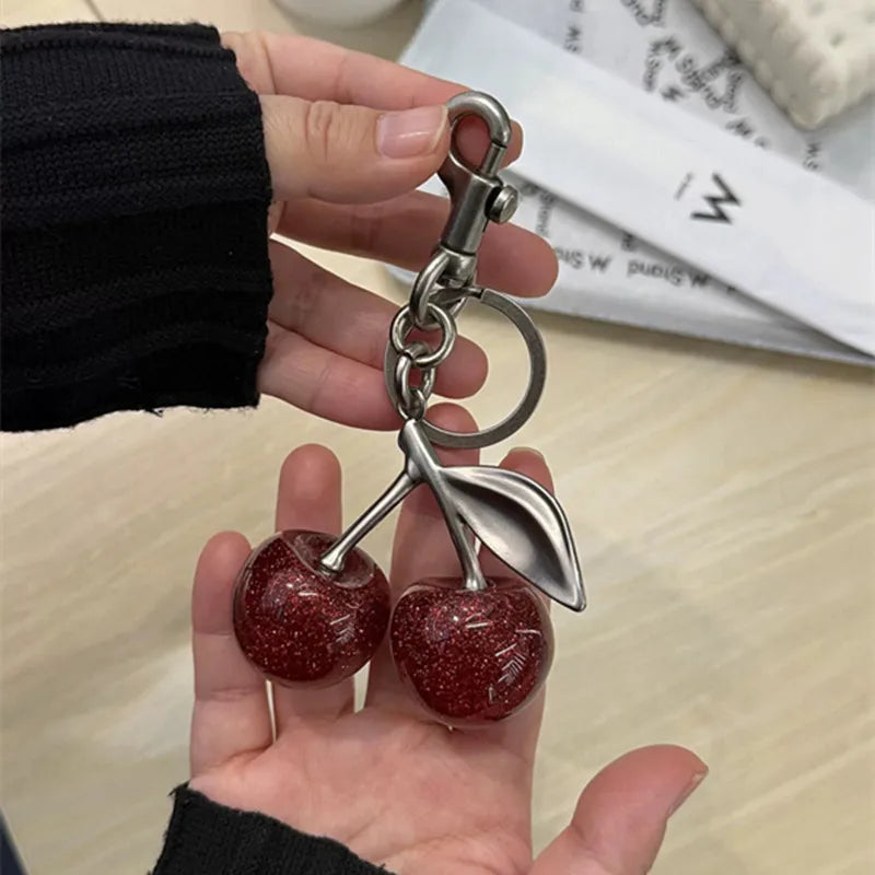 Glitter Cherry Keychain Bag Charm