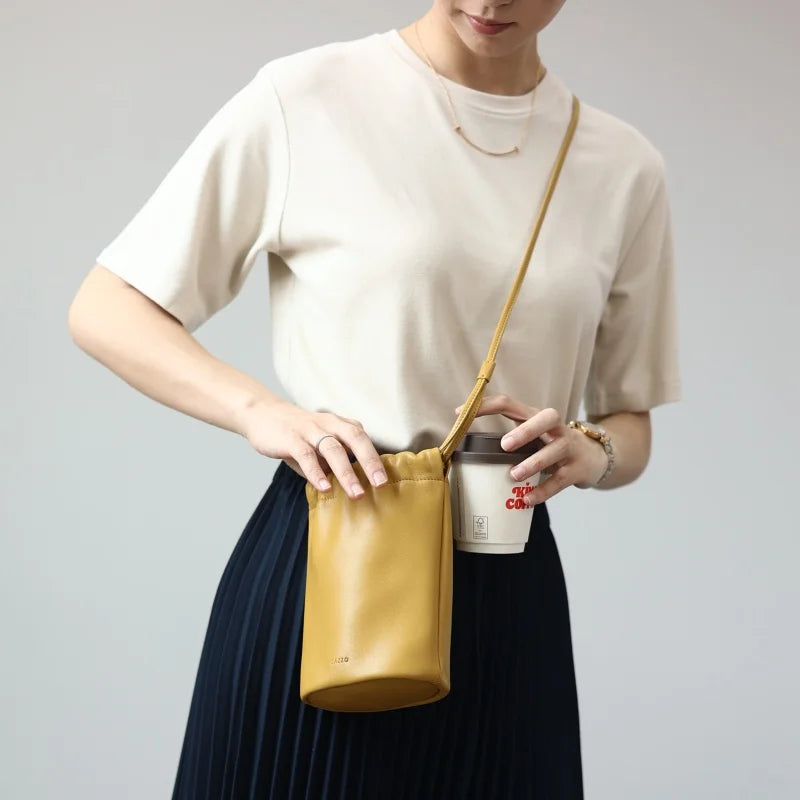 Leather Drawstring Shoulder Bag