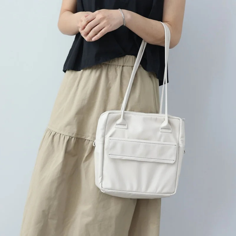 Leather Pocket Zip Tote