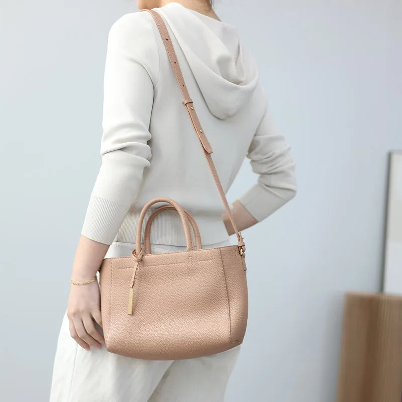 Pebbled Leather Crossbody Tote