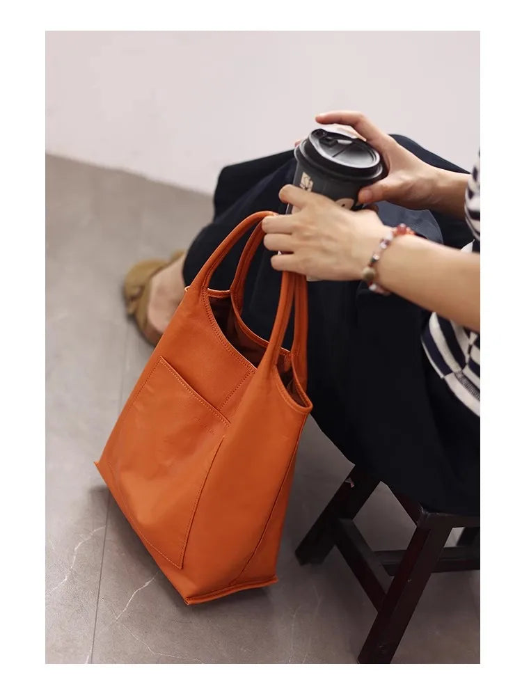 Leather Front Pocket Tote
