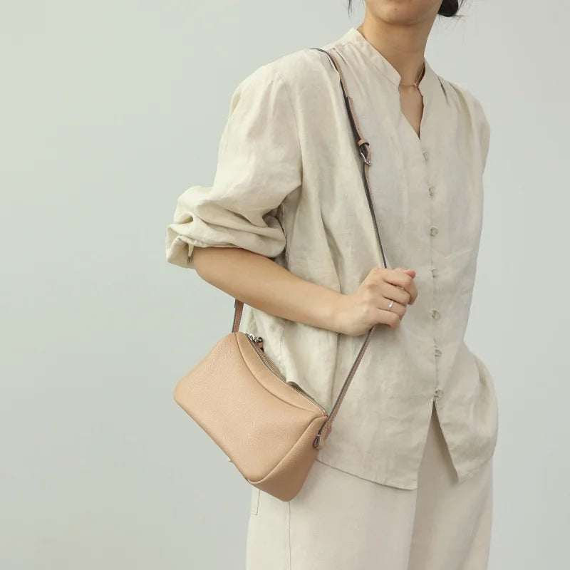 Zipper Leather Mini Crossbody Bag