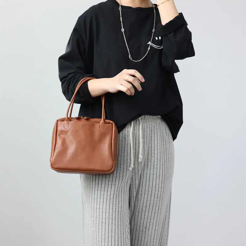 Leather Square Zip Tote