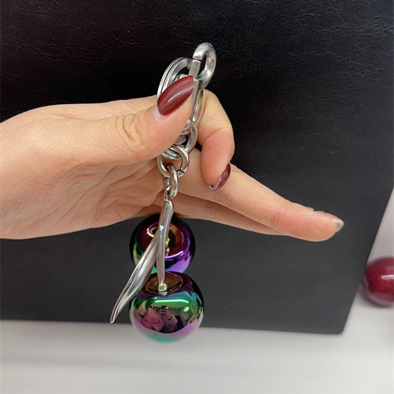 Gradient Cherry Pendant Bag Charm