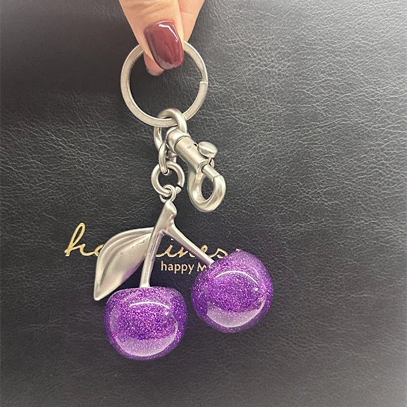 Crystal Cherry Pendant Bag Charm
