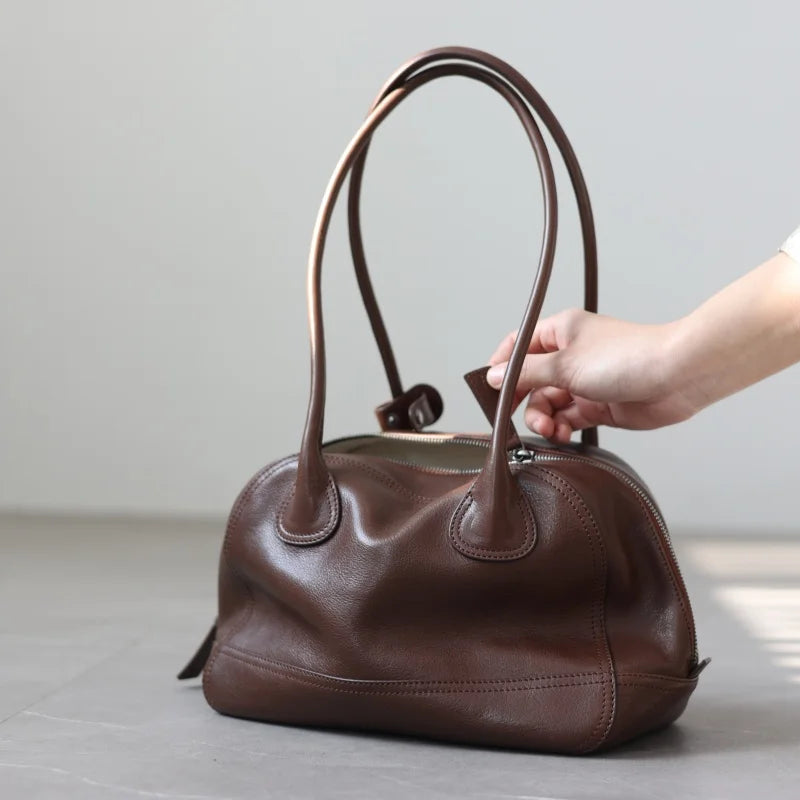 Leather Barrel Shoulder Bag