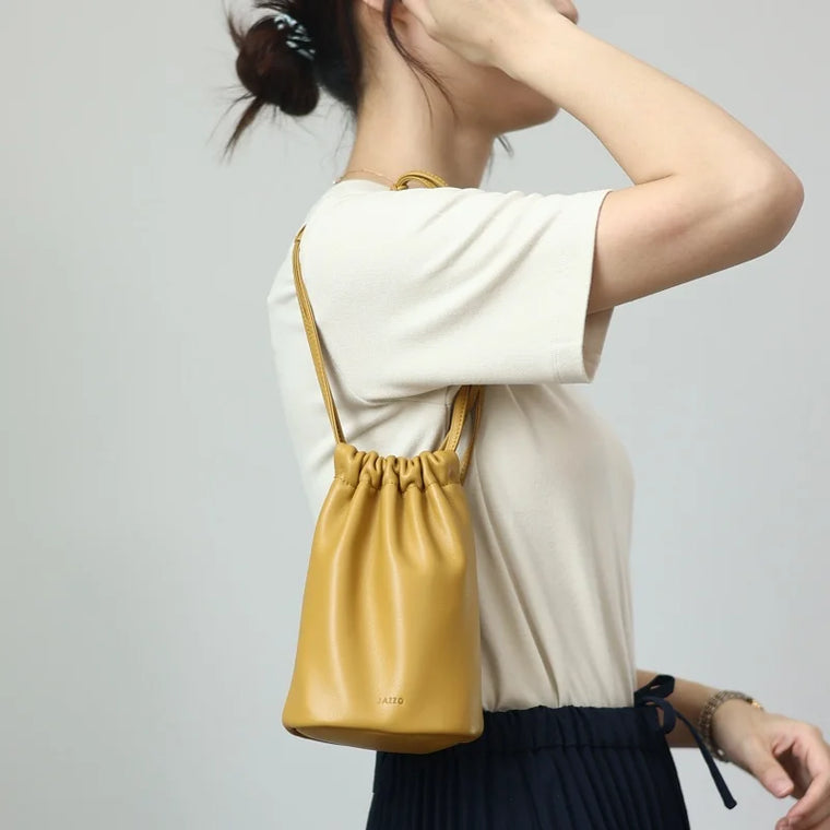 Leather Drawstring Shoulder Bag