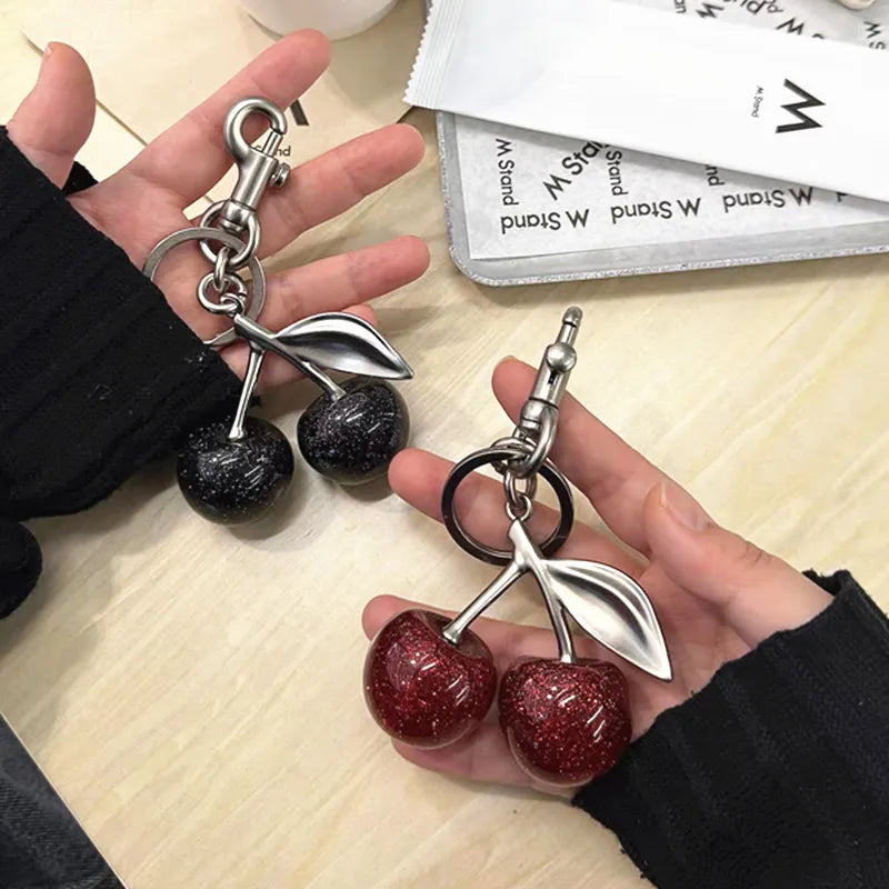 Glitter Cherry Keychain Bag Charm