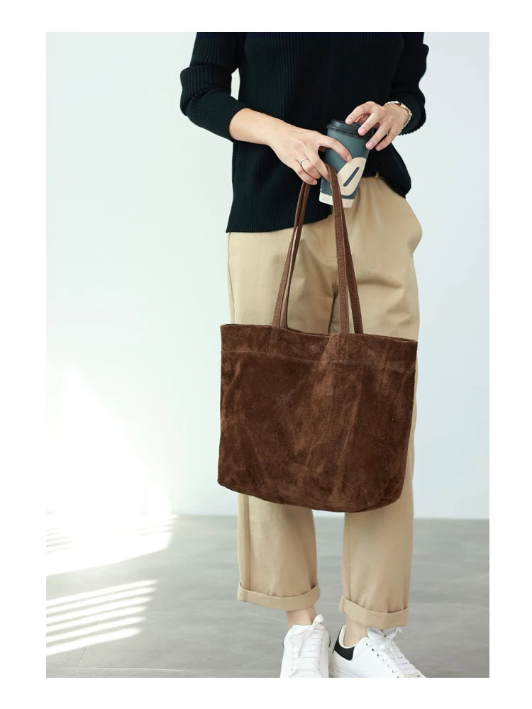 Suede Simple Shoulder Tote