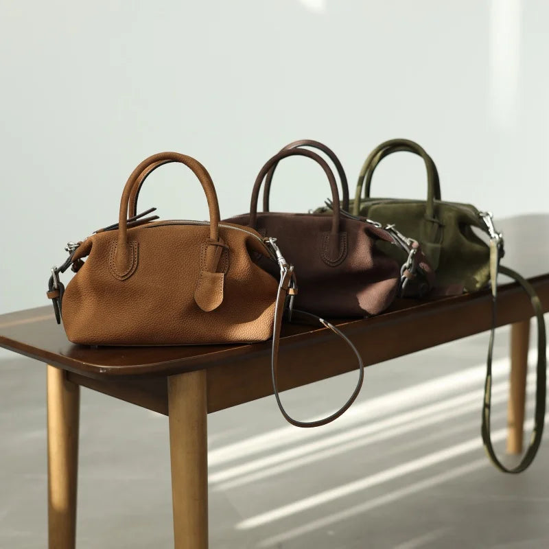 Leather Boston Crossbody Bag