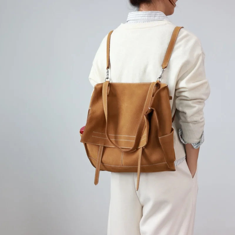 Leather Flap Commuter Backpack