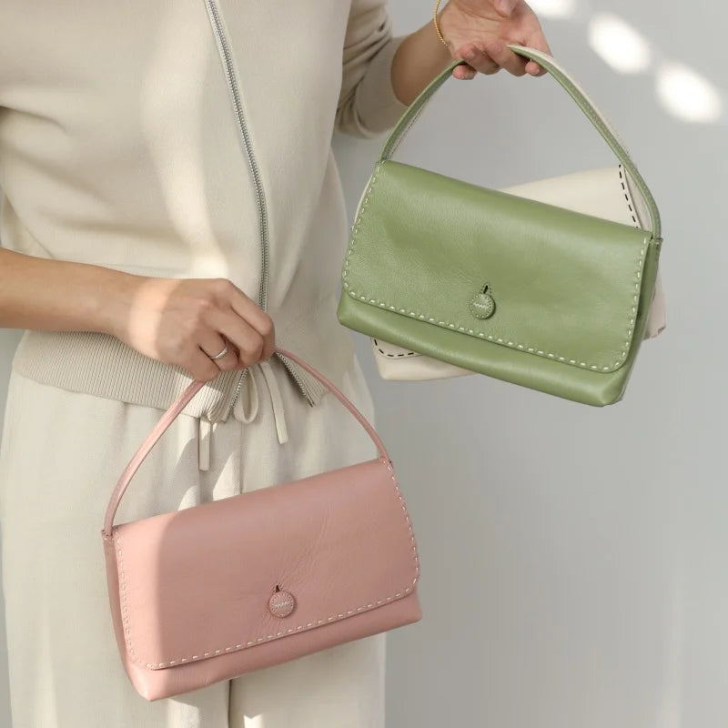 Stitched Leather Shoulder Bag