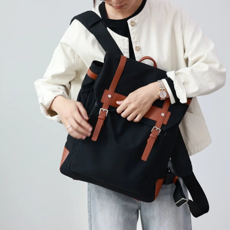 Canvas Leather Trim Commuter Backpack